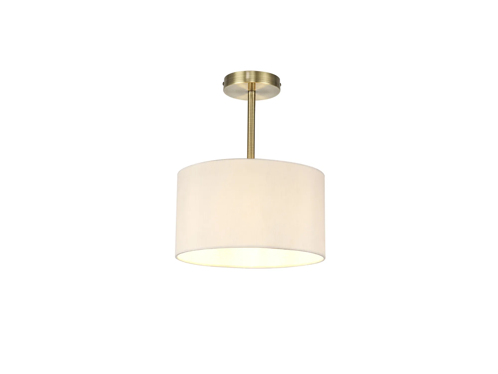 DK0160  Baymont 30cm Semi Flush 1 Light Antique Brass; Nude Beige/Moonlight